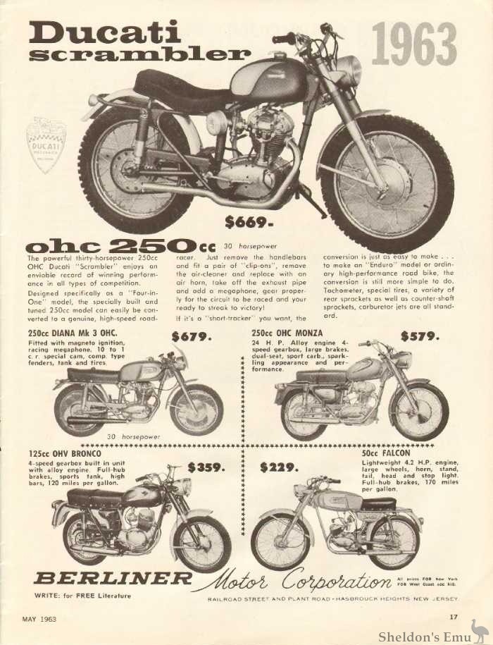 Ducati 1963 Advertisment, Berliner Corp
