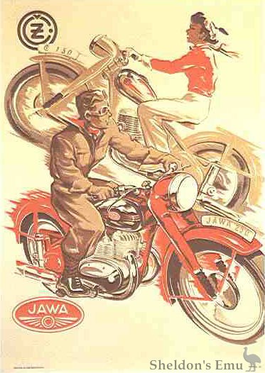 Print 1953 Jawa and CZ motorcycle advertisement 