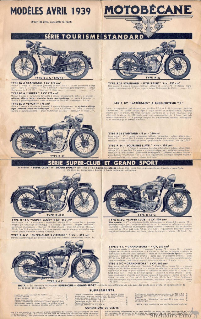 EDITO SERVICE S A CLASSIC MOTORCYCLES-1939-MOTOBECANE-350 V4C 