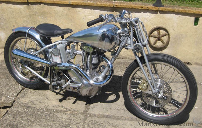Dr Geo Cohen sat astride his 1927 Norton TT replica motorcycle at