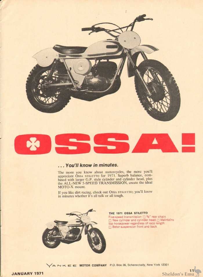 ossa motorcycle advertisement 70s