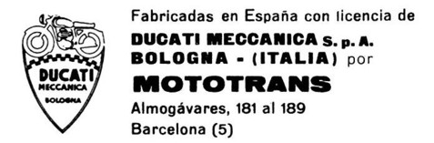 Anuncio de Mototrans con licencia Ducati Meccanica en 1969